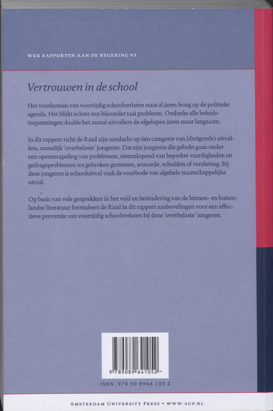 Vertrouwen in de school / WRR Rapporten achterkant