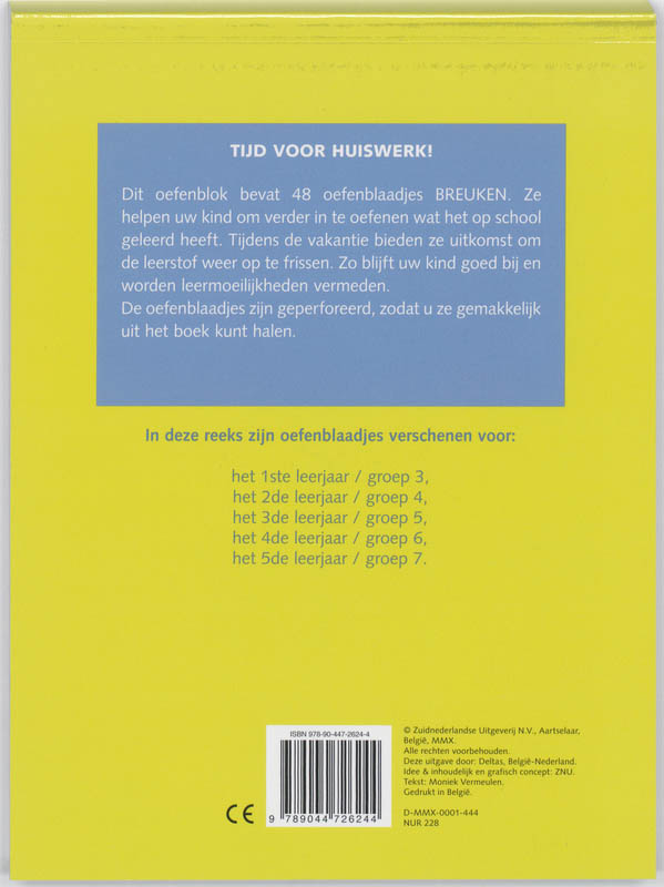 Tijd voor huiswerk - Oefenblaadjes Breuken 9-10 jr achterkant