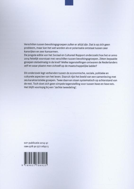 De hoofdzaken van het sociaal en cultureel rapport / 2014 / SCP-publicatie / 2014-41 achterkant