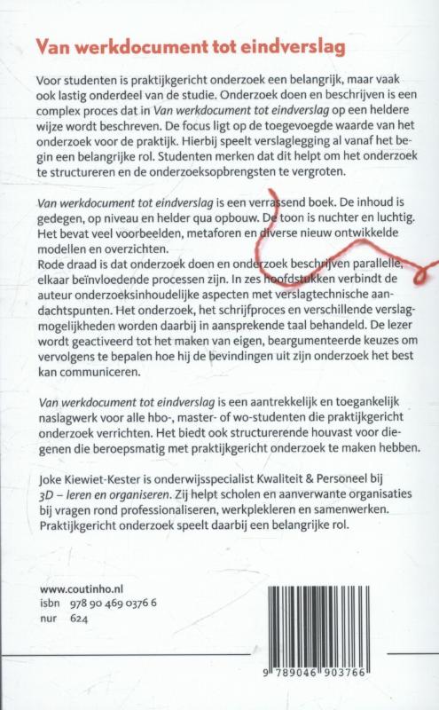 Van werkdocument tot eindverslag Van werkdocument tot eindverslag achterkant