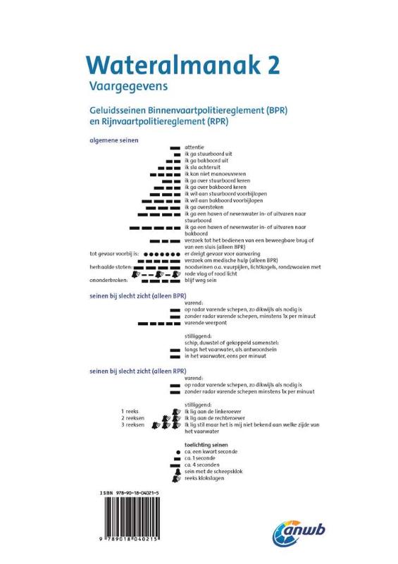 ANWB wateralmanak  -  Wateralmanak 2 2018 achterkant