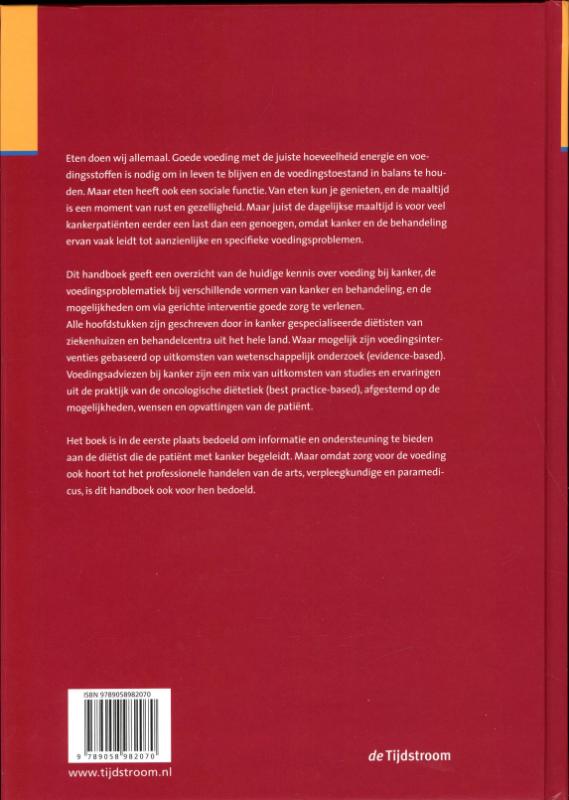 Handboek voeding bij kanker Handboek voeding bij kanker achterkant