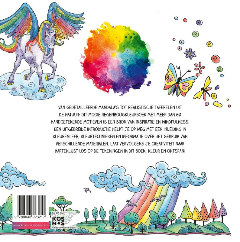 Regenboog mandala's kleurboek achterkant