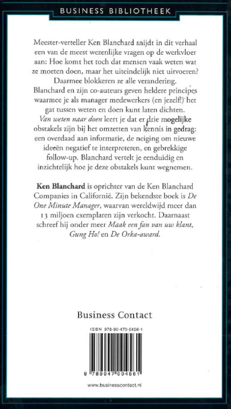Van weten naar doen / Business bibliotheek achterkant