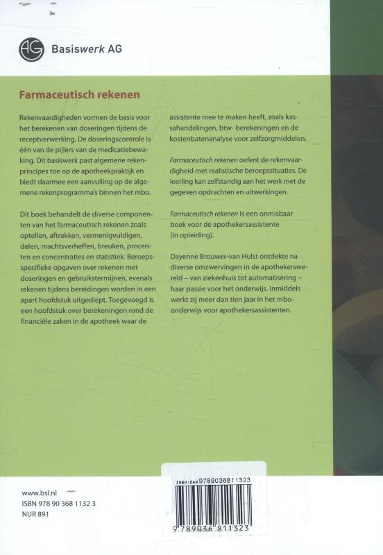 Farmaceutisch rekenen / Basiswerk AG achterkant