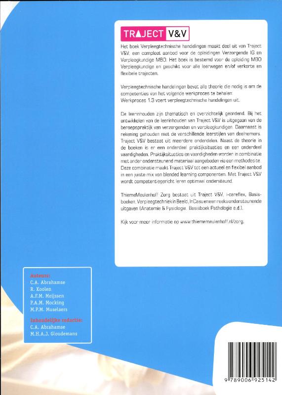 Verpleegtechnische handelingen / niveau 4 / Basisboek / Traject V&V Verpleegtechnische handelingen / niveau 4 / Basisboek / Traject V&V achterkant