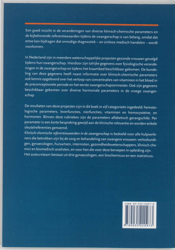 Klinisch-chemische referentiewaarden in de zwangerschap achterkant