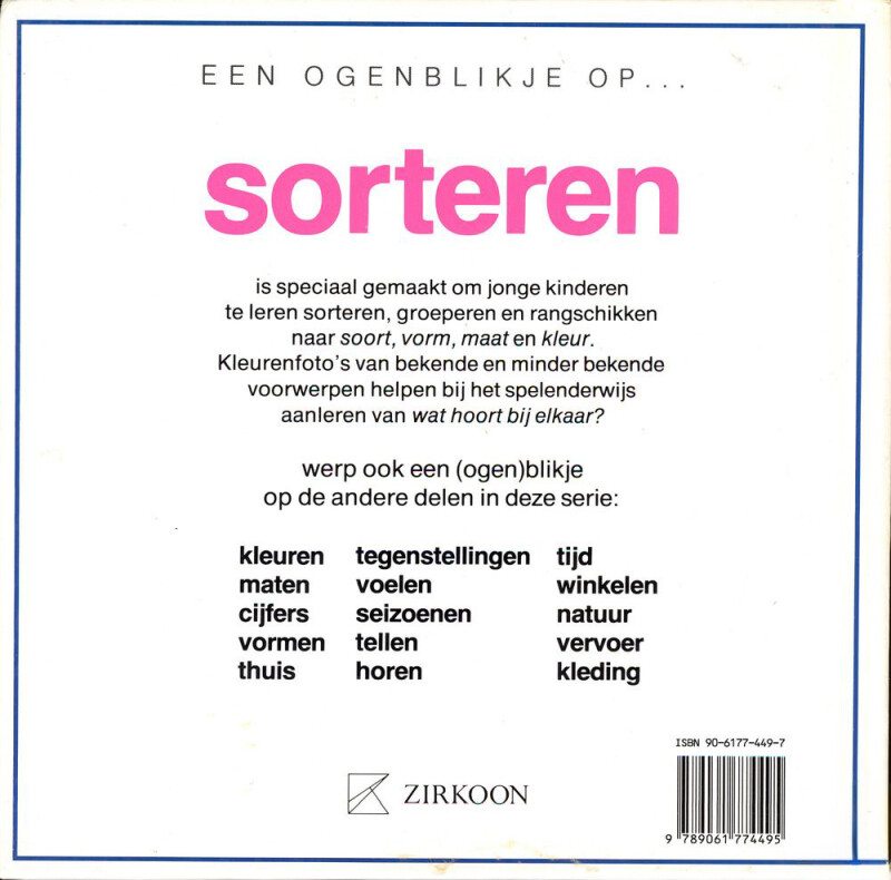 Sorteren / Een ogenblikje op ... achterkant