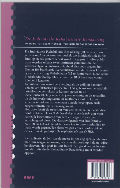 De Individuele Rehabilitatie Benadering / Passage Cahier achterkant