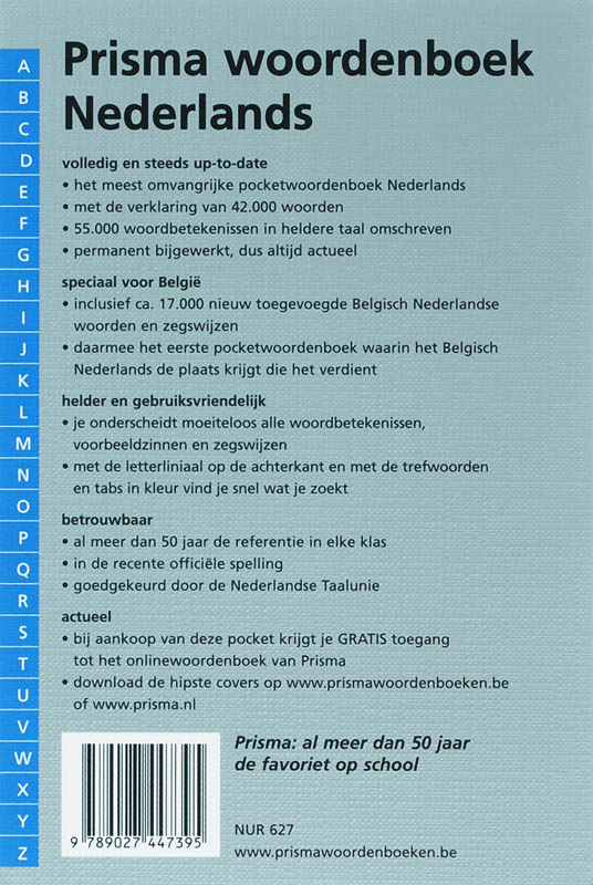 Prisma Woordenboek Nederlands / BE achterkant