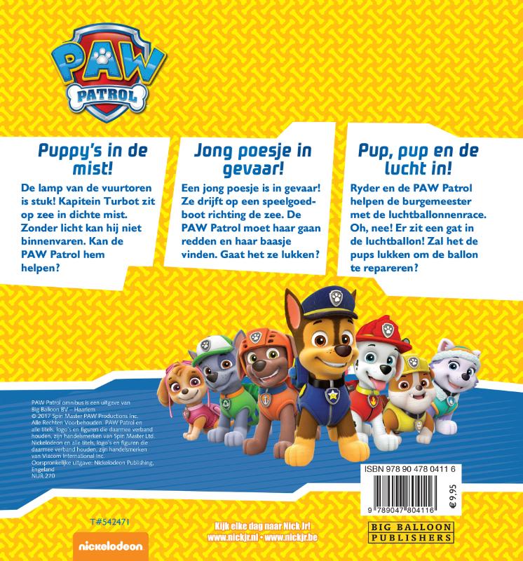 PAW Patrol Omnibus met 3 verhalen achterkant