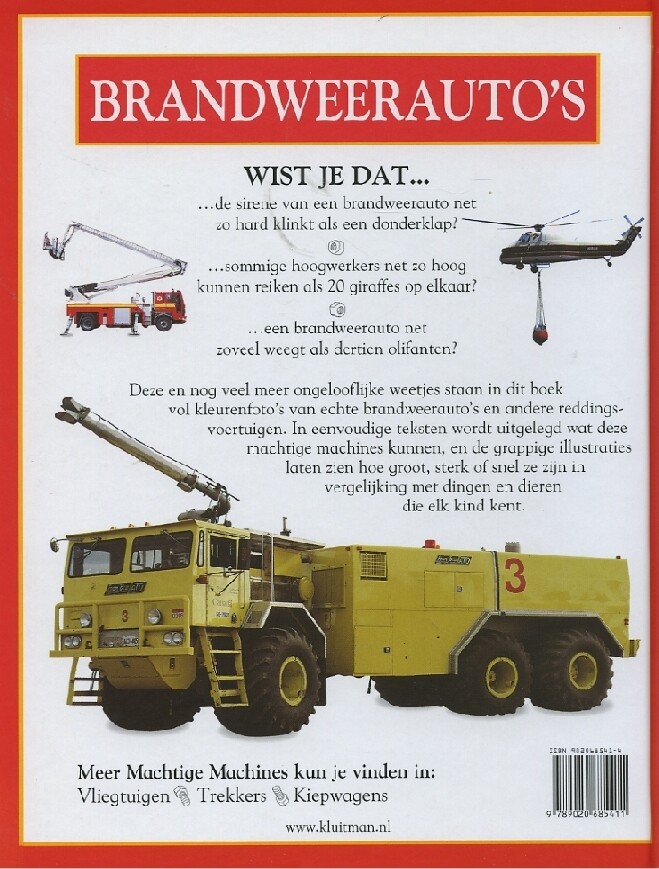 Brandweerauto's / Machtige machines achterkant