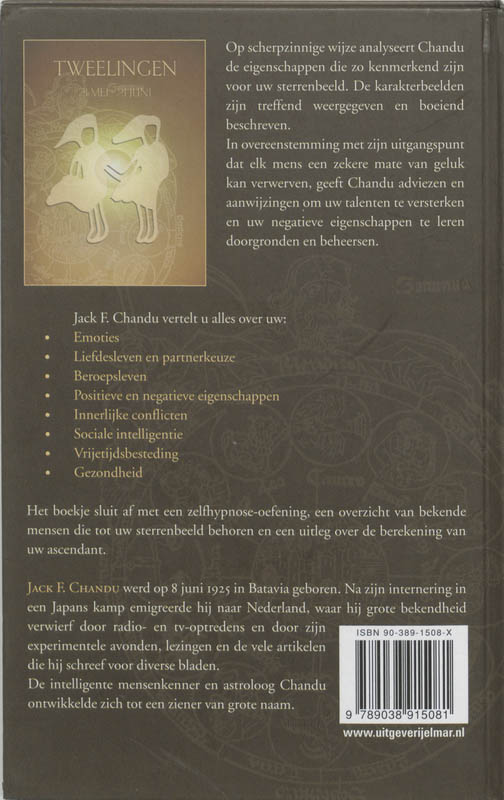 Uw sterrenbeeld tweelingen achterkant