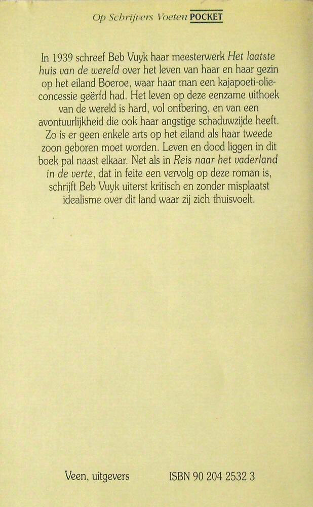 Het laatste huis van de wereld / Op schrijvers voeten pocket achterkant