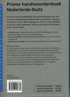 Prisma Handwoordenboek Nederlands-Duits / Prisma handwoordenboeken achterkant