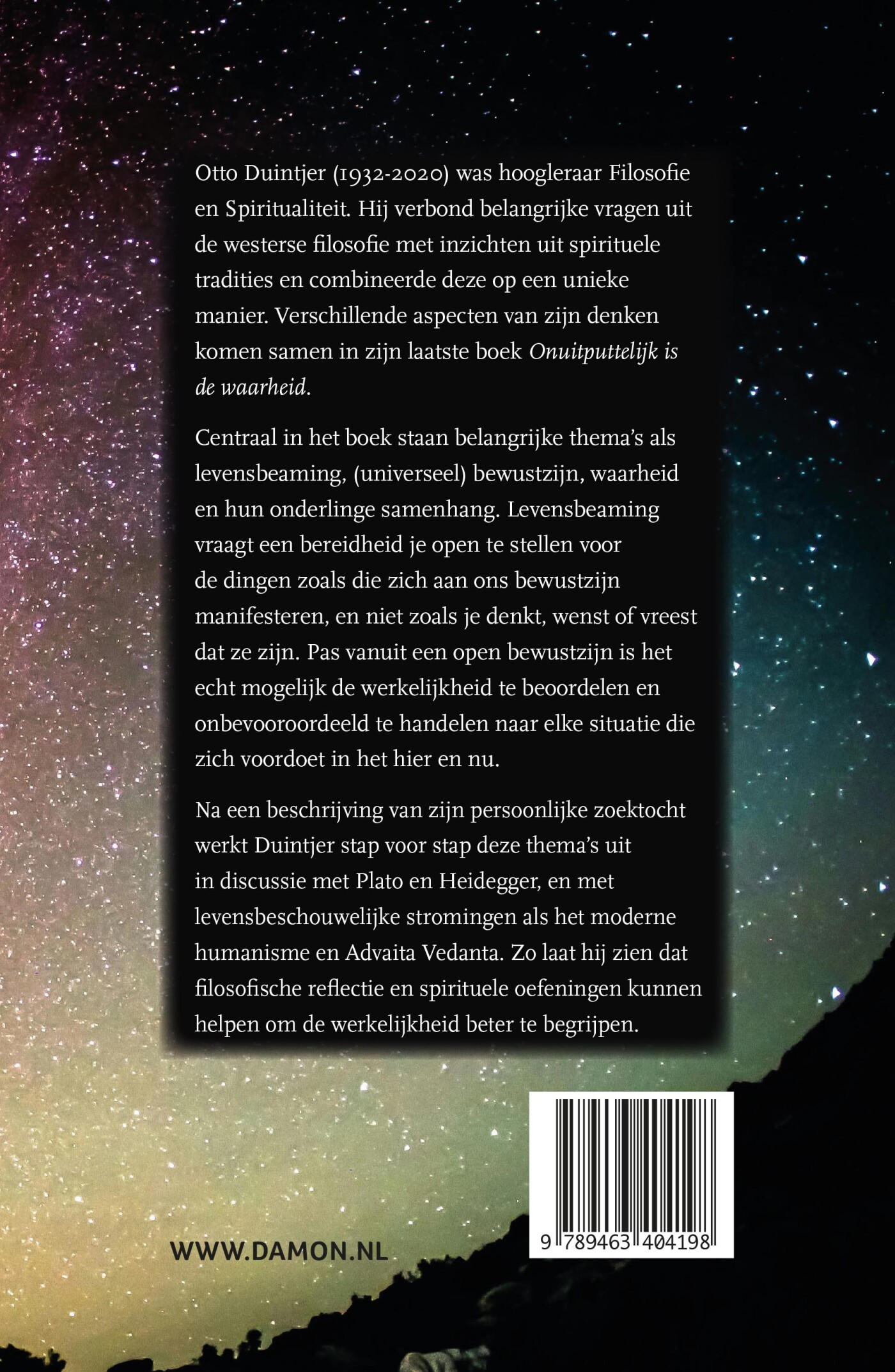 Onuitputtelijk is de waarheid achterkant