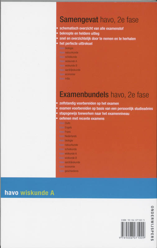 Samengevat havo fase 2 Wiskunde A achterkant