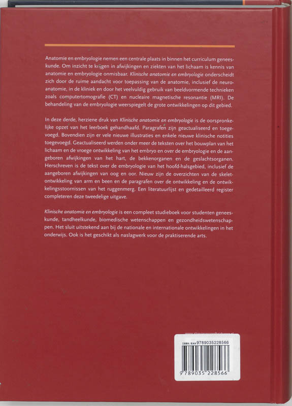 Klinische anatomie en embryologie deel 1 Klinische anatomie en embryologie deel 1 achterkant