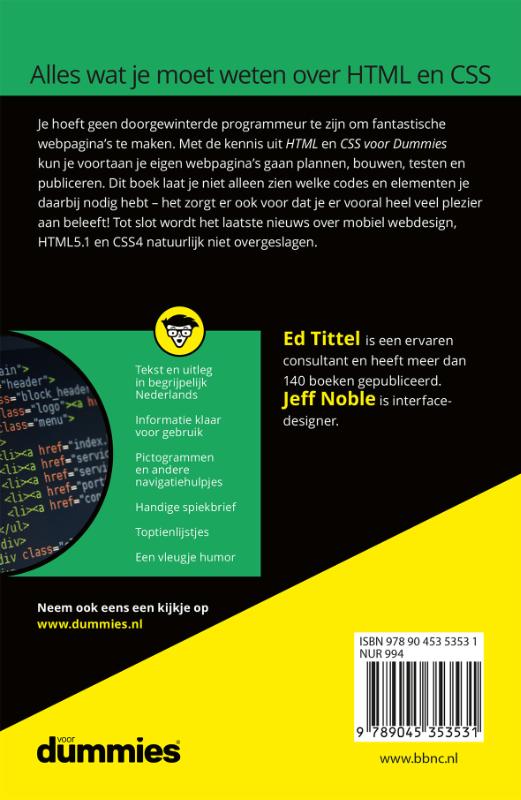 HTML en CSS voor Dummies / Voor Dummies achterkant