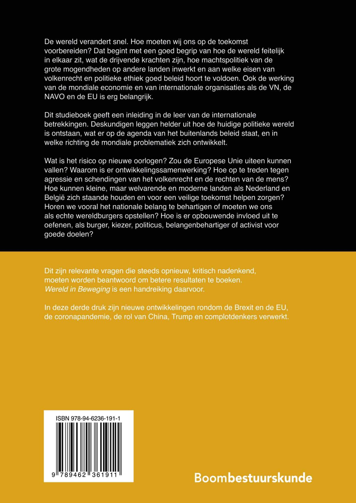 Wereld in beweging / Studieboeken bestuur en beleid achterkant