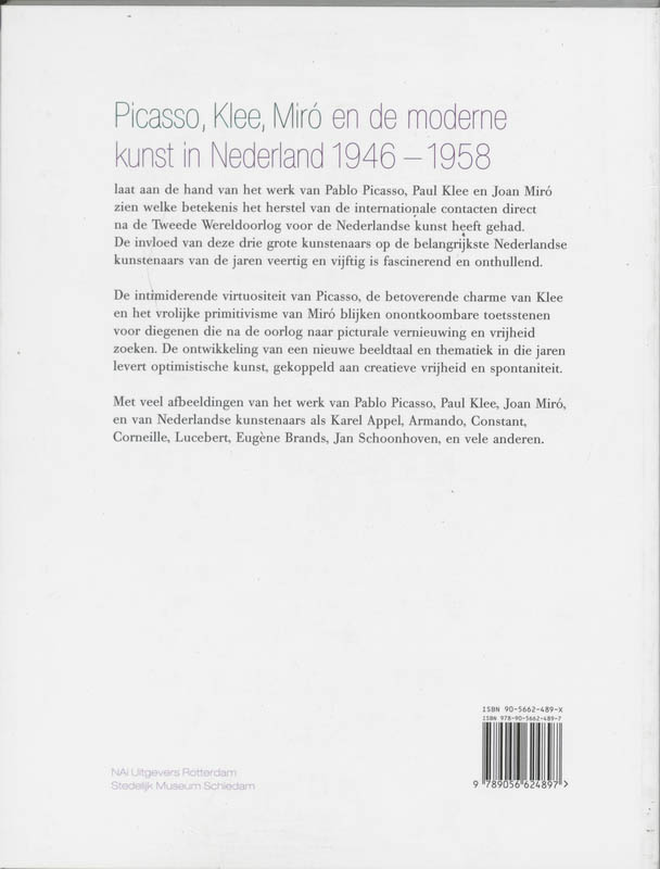 Picasso Klee Miro en de moderne kunst in Nederland 1946-1958 achterkant