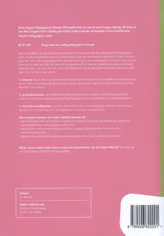 Traject Welzijn  - Pedagogisch klimaat PW niveau 3 & 4 Theorieboek achterkant