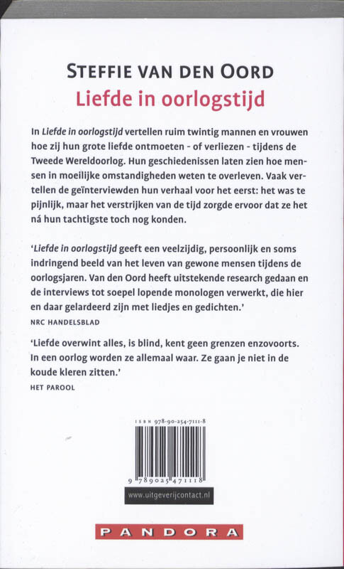 Liefde in oorlogstijd achterkant