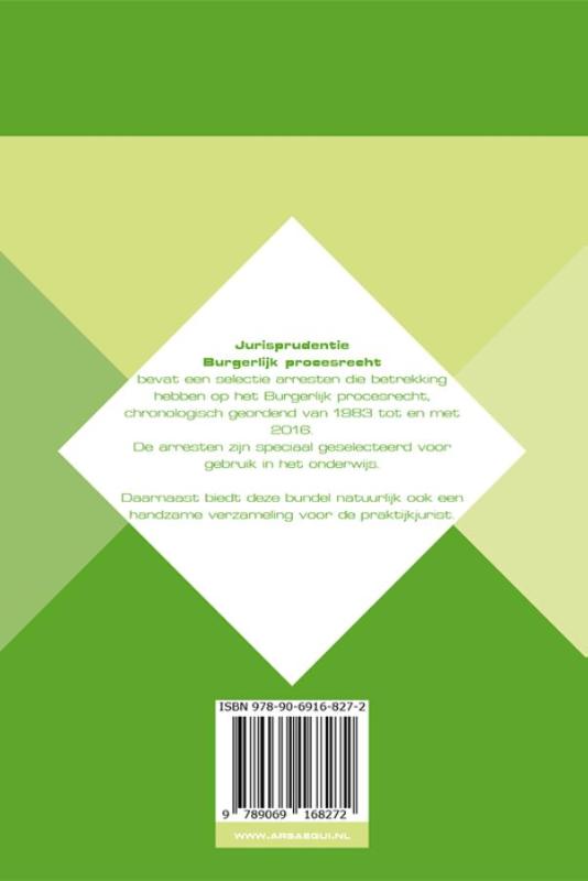 Ars Aequi Jurisprudentie  -  Jurisprudentie burgerlijk procesrecht 1983-2016 achterkant