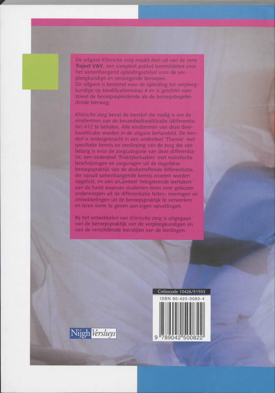Traject V&V - Klinische zorg 412 Theorieboek achterkant