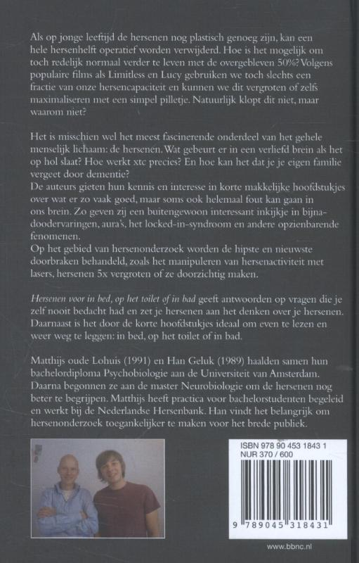 Hersenen voor in bed, op het toilet of in bad achterkant