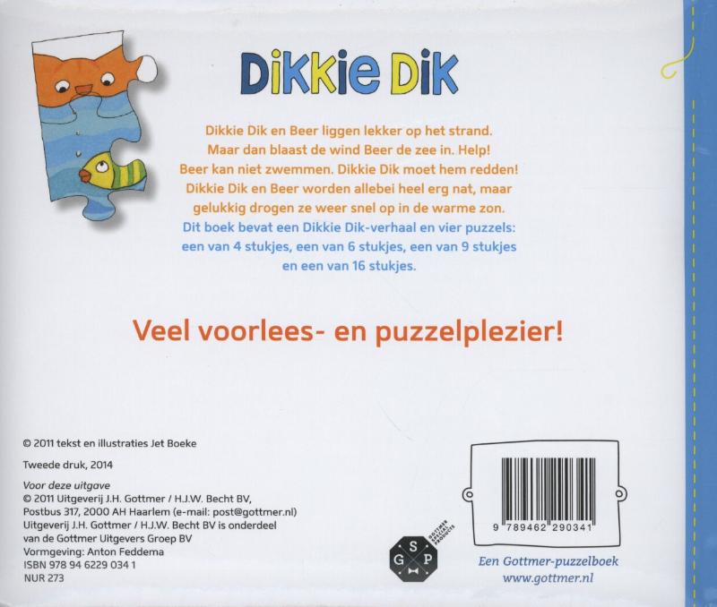 Dikkie Dik gaat zwemmen achterkant