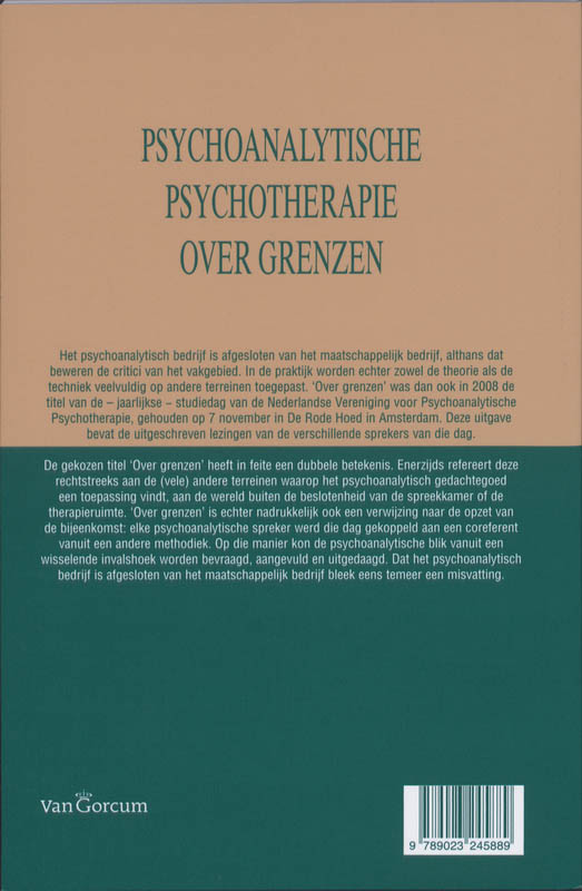 Psychoanalytsiche psychotherapie over grenzen achterkant