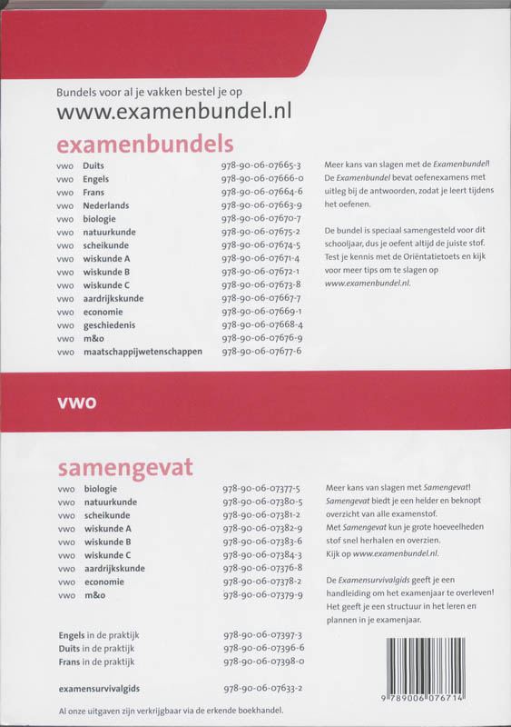 Examenbundel 2011/2012 / Vwo Wiskunde A / Examenkatern havo/vwo achterkant