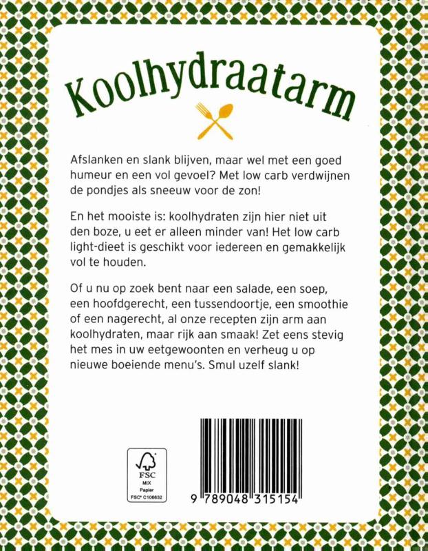 Koolhydraatarm / Minikookboekje Koolhydraatarm / Minikookboekje achterkant
