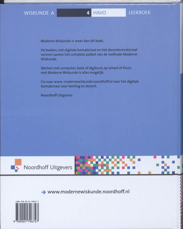 Moderne Wiskunde havo 4 Leerboek achterkant