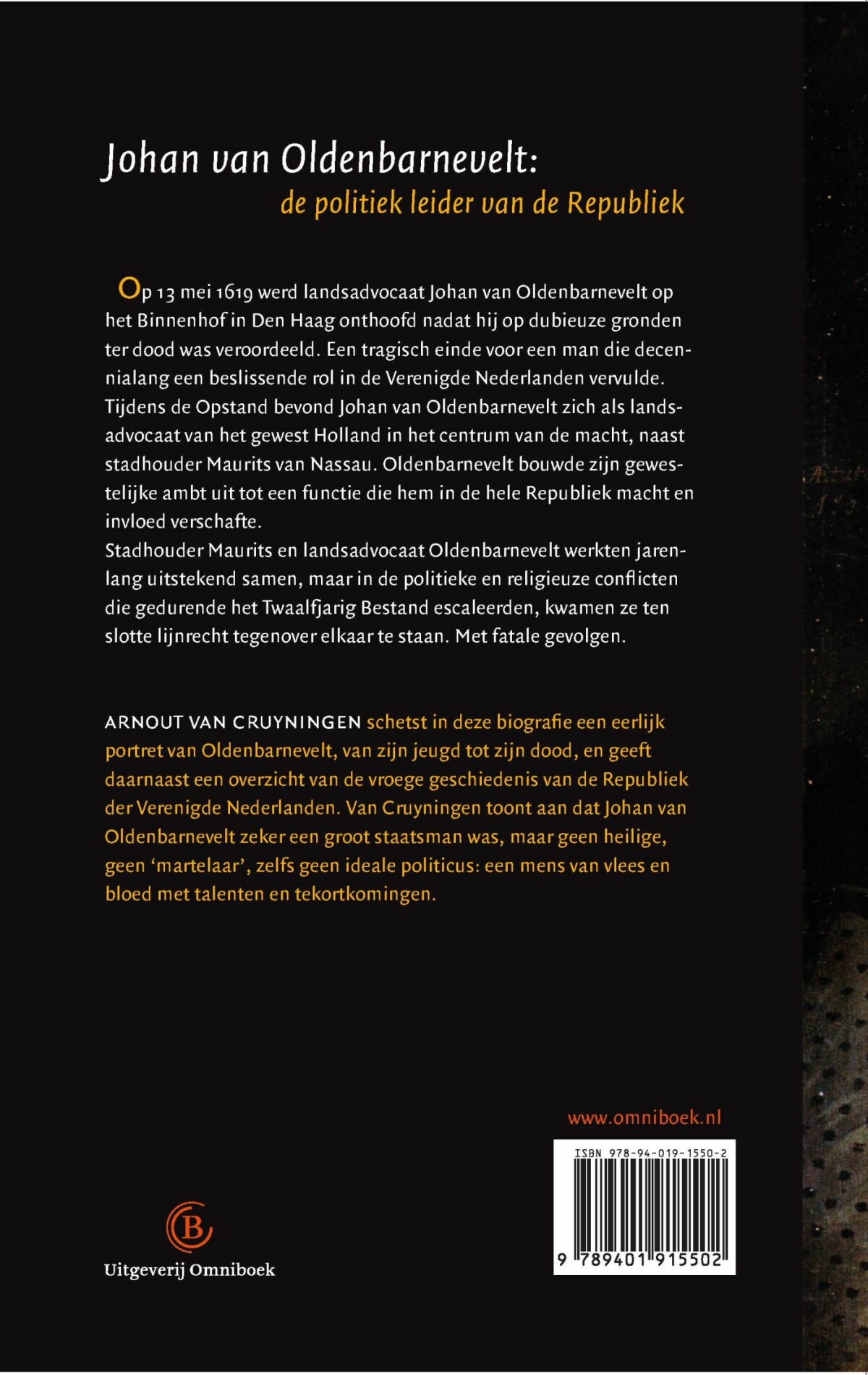 Johan van Oldenbarnevelt 1547-1619 achterkant