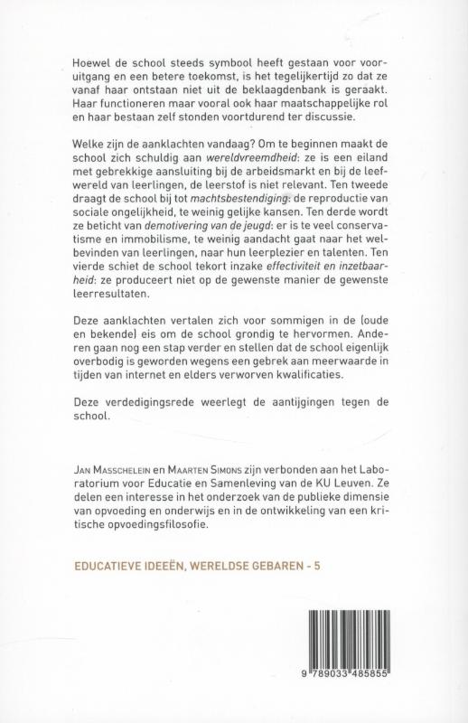Apologie van de school achterkant