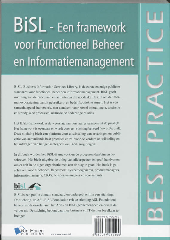 BISL, een Framework voor Functioneel Beheer en Informatiemanagement achterkant