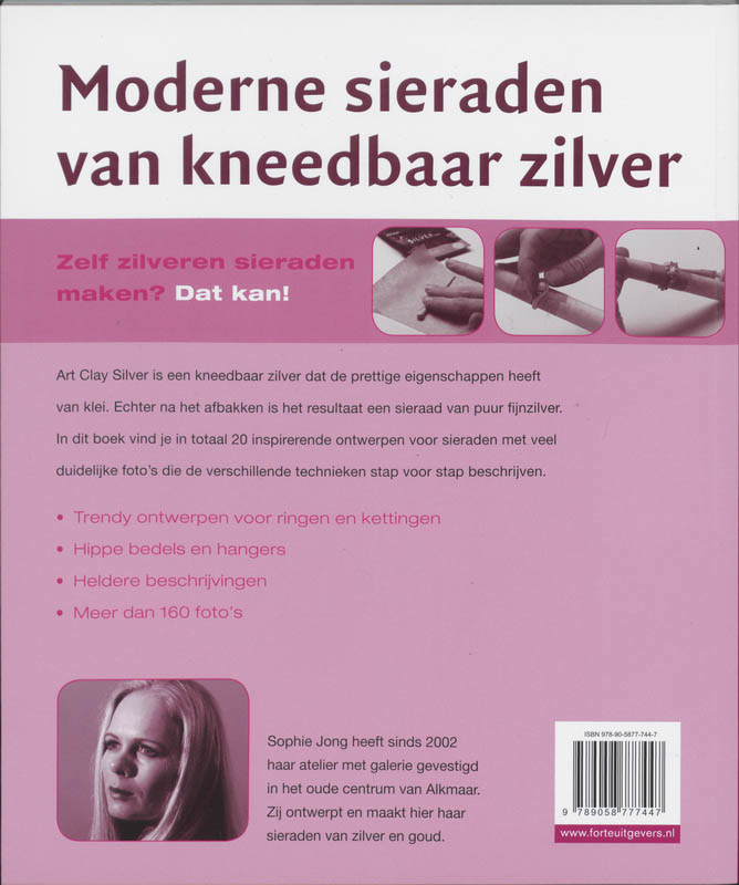 Moderne sieraden van kneedbaar zilver achterkant