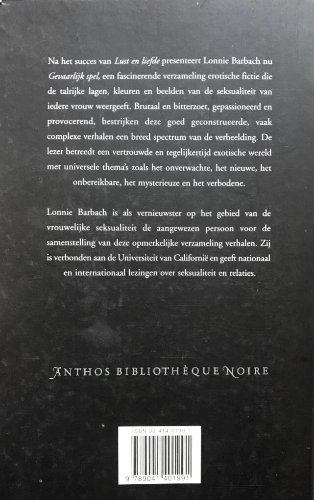 Gevaarlijk spel / Anthos bibliothèque noire Gevaarlijk spel / Anthos bibliothèque noire achterkant