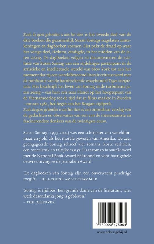 Zoals de geest gebonden is aan het vlees / Nagelaten werk Susan Sontag / 3 achterkant