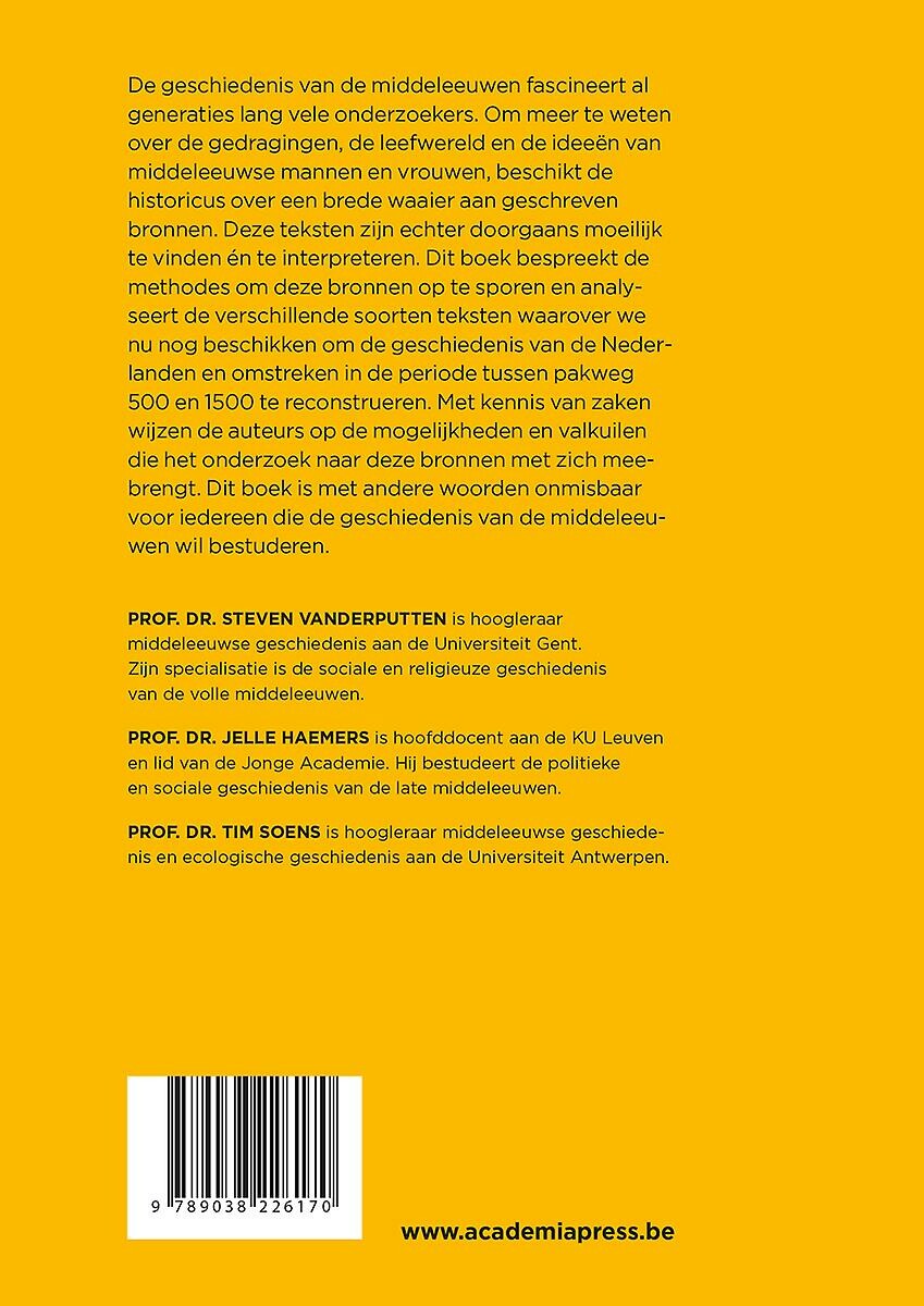 Typologie en heuristiek van de bronnen voor de geschiedenis van de middeleeuwen achterkant