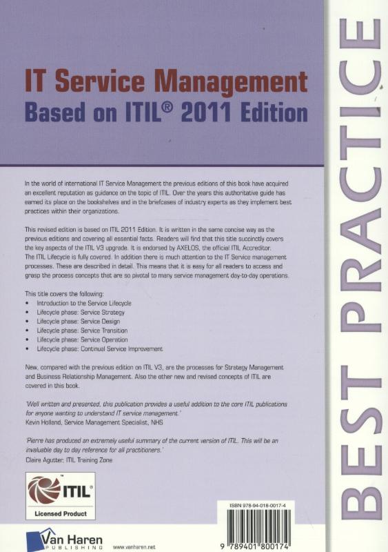 IT service management based on ITIL 2011 edition / Best practice achterkant