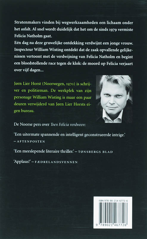 Toen Felicia verdween / William Wisting / 1 achterkant