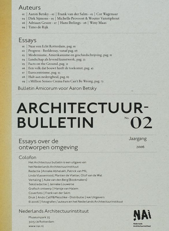 Architectuurbulletin / 02 Essays Over De Ontworpen Omgeving