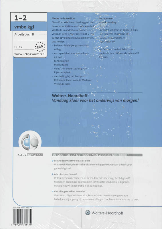 Arbeitsbuch A+B 1-2 vmbo kgt Neue Kontakte achterkant