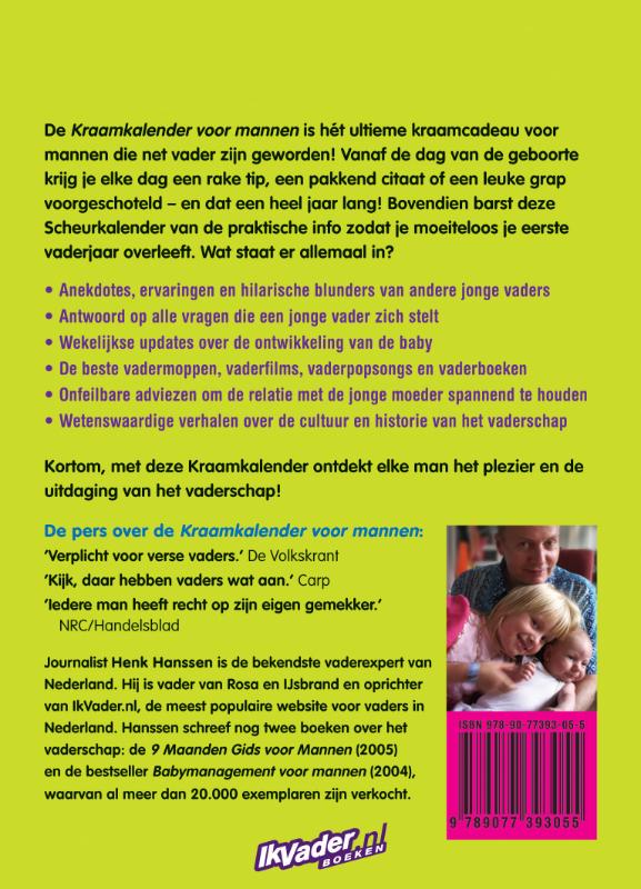 Kraamkalender voor mannen achterkant
