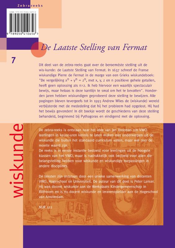 De Laatste Stelling van Fermat / Zebra-reeks / 7 De Laatste Stelling van Fermat / Zebra-reeks / 7 achterkant