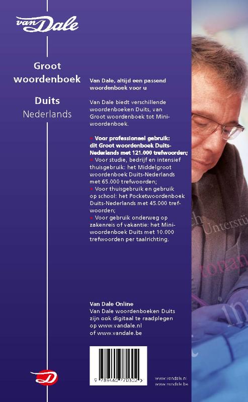 Van Dale groot woordenboek Duits-Nederlands / Van Dale groot woordenboek achterkant