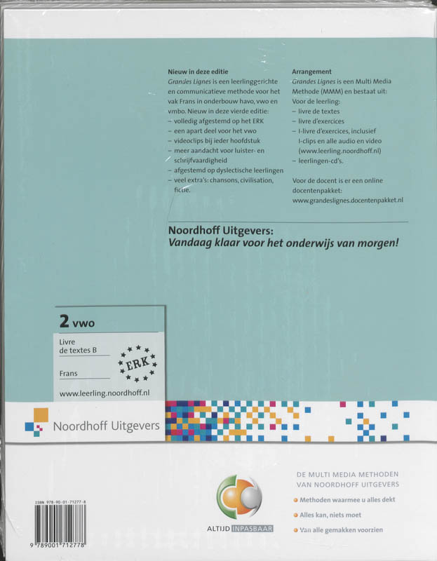 Livres de textes A+B 2 vwo Grandes Lignes achterkant